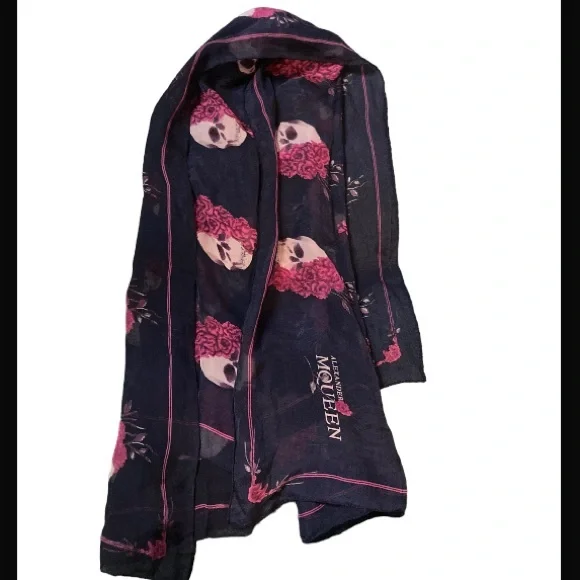 Alexander McQueen Skull Flower Silk Scarf